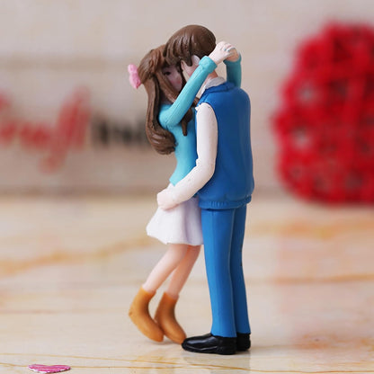 eCraftIndia Valentine Gift for Girlfriend Boyfriend Resin Romantic Hugging Couple Statue Decorative Showpiece | Zuzy Almond Chocolates Gift Box | Valentines Day Decoration Items