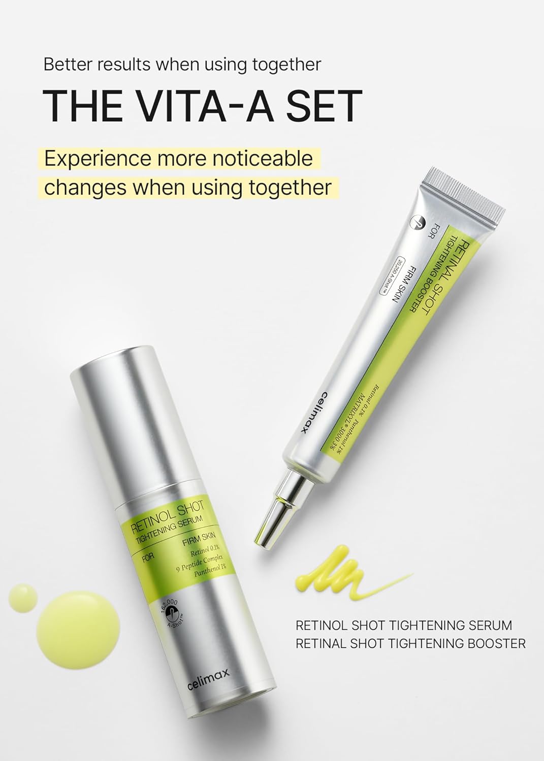 Celimax The Vita-A Retinol Shot Tightening Korean Face Serum - 30ml | 0.1% Retinol + 9 Peptides + 1% Panthenol + Niacinamide | Pore Minimizing, Wrinkles & Fine Lines | Firmer Skin, Anti-Aging, Skin Smoothing K-Beauty