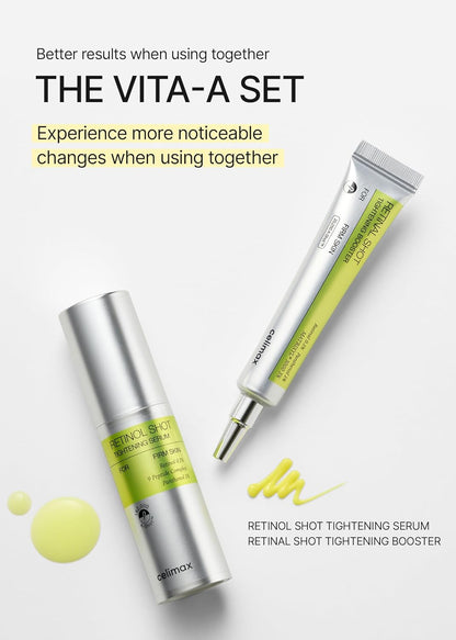 Celimax The Vita-A Retinol Shot Tightening Korean Face Serum - 30ml | 0.1% Retinol + 9 Peptides + 1% Panthenol + Niacinamide | Pore Minimizing, Wrinkles & Fine Lines | Firmer Skin, Anti-Aging, Skin Smoothing K-Beauty