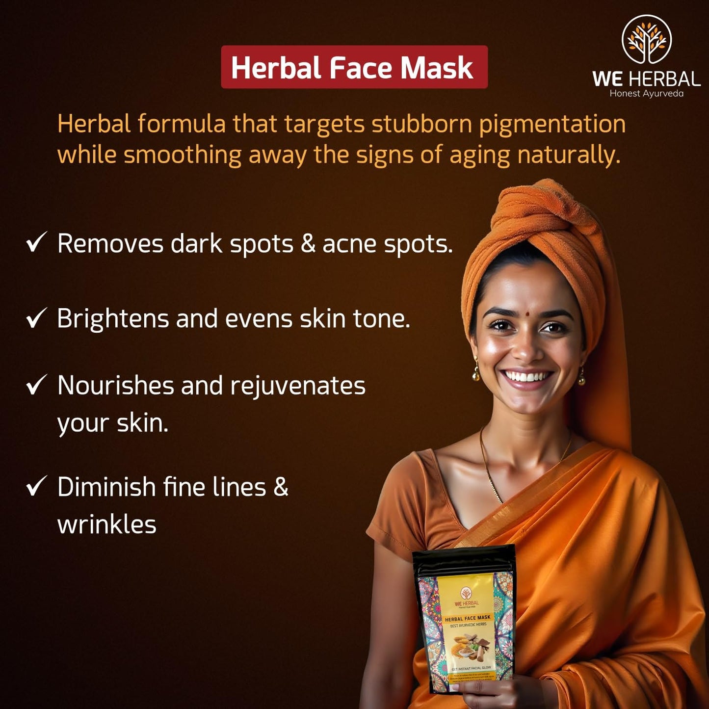 Face Mask | Instant At-Home Facial with Manjistha, Licorice & Amba Haldi | Detoxifies, Soothes & Brightens | 100% Natural | No Fragrance or Colour | 50g