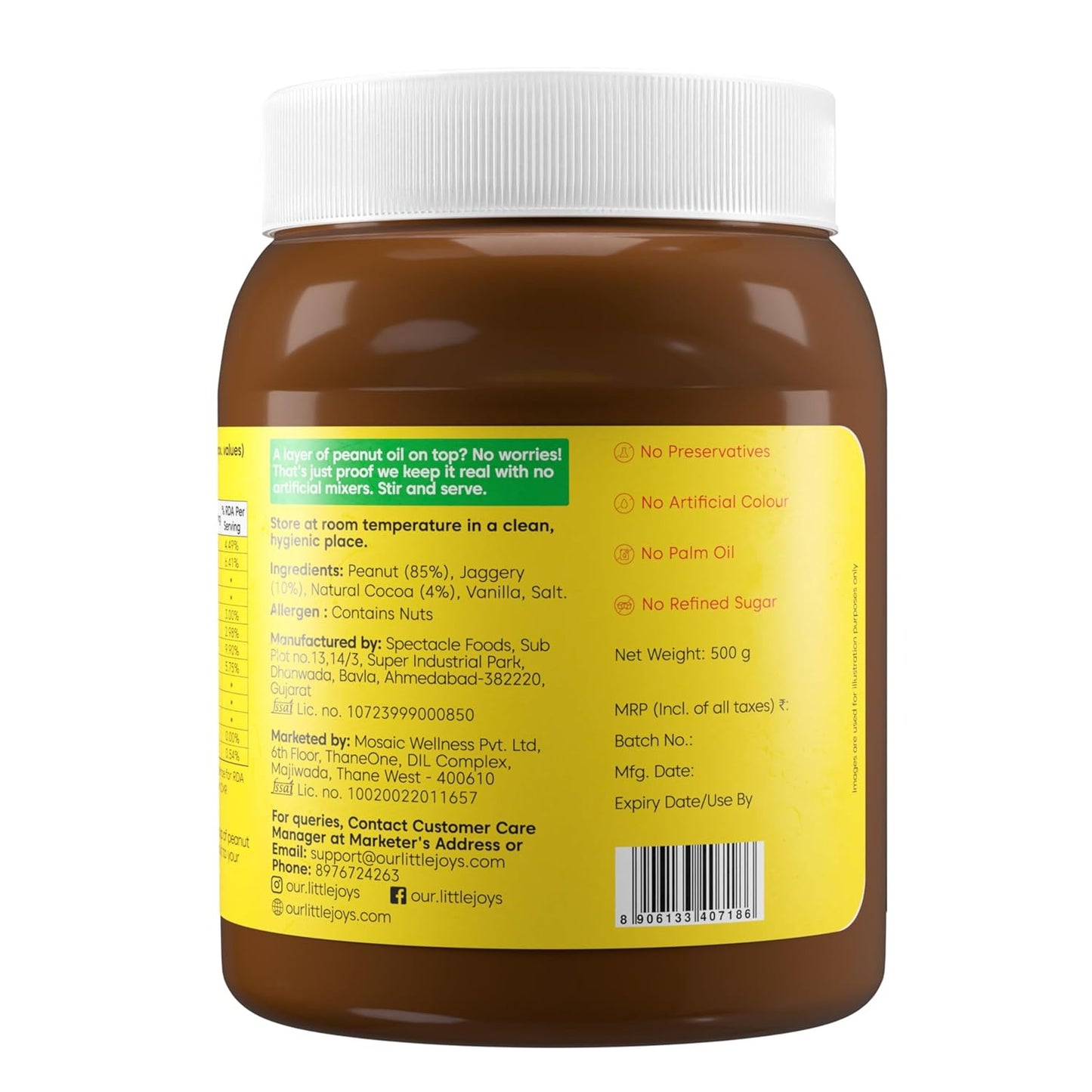 Little Joys Peanut Butter Chocolate Flavour | 23g Protein | No Refined Sugar & No Palm Oil | Sweetened with Jaggery | 500g