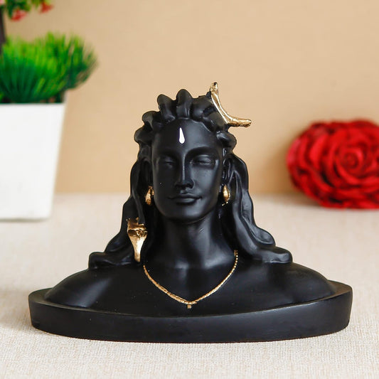 eCraftIndia Black Resin Adiyogi Shiva Statue for Car Dashboard| Adiyogi Statue for Home Decor Pooja Room Office| Mahadev Murti Lord Shiva Idol Gift for Diwali Maha Shivratri Housewarming Birthday