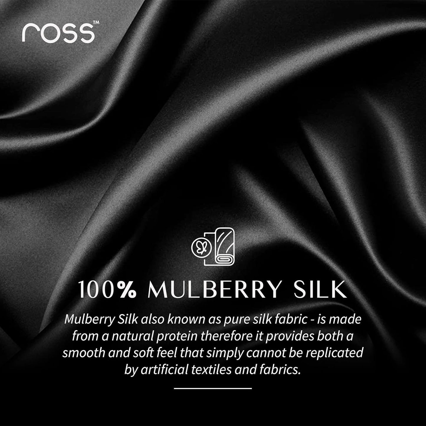 Ross 100% Mulberry Silk Sleep Mask – Luxuriously Soft, Smooth & Breathable Eye Mask for Ultimate Comfort, Deeper Sleep & Complete Darkness – Perfect for Travel, Meditation & Relaxation (Black)