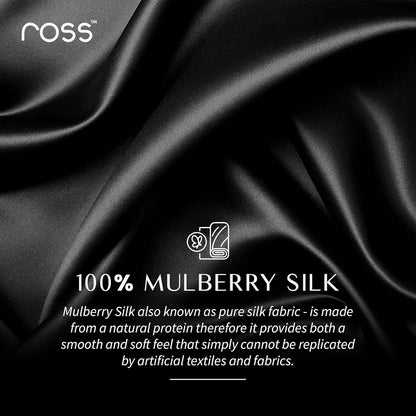 Ross 100% Mulberry Silk Sleep Mask – Luxuriously Soft, Smooth & Breathable Eye Mask for Ultimate Comfort, Deeper Sleep & Complete Darkness – Perfect for Travel, Meditation & Relaxation (Black)