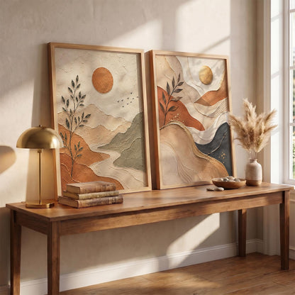 Floral Wall Art Home Decoration | Aesthetic Paintings With Frame For Living Room Bed Room Hotel Wall Decor Digital Reprint Set of 2 (13X17 inch)