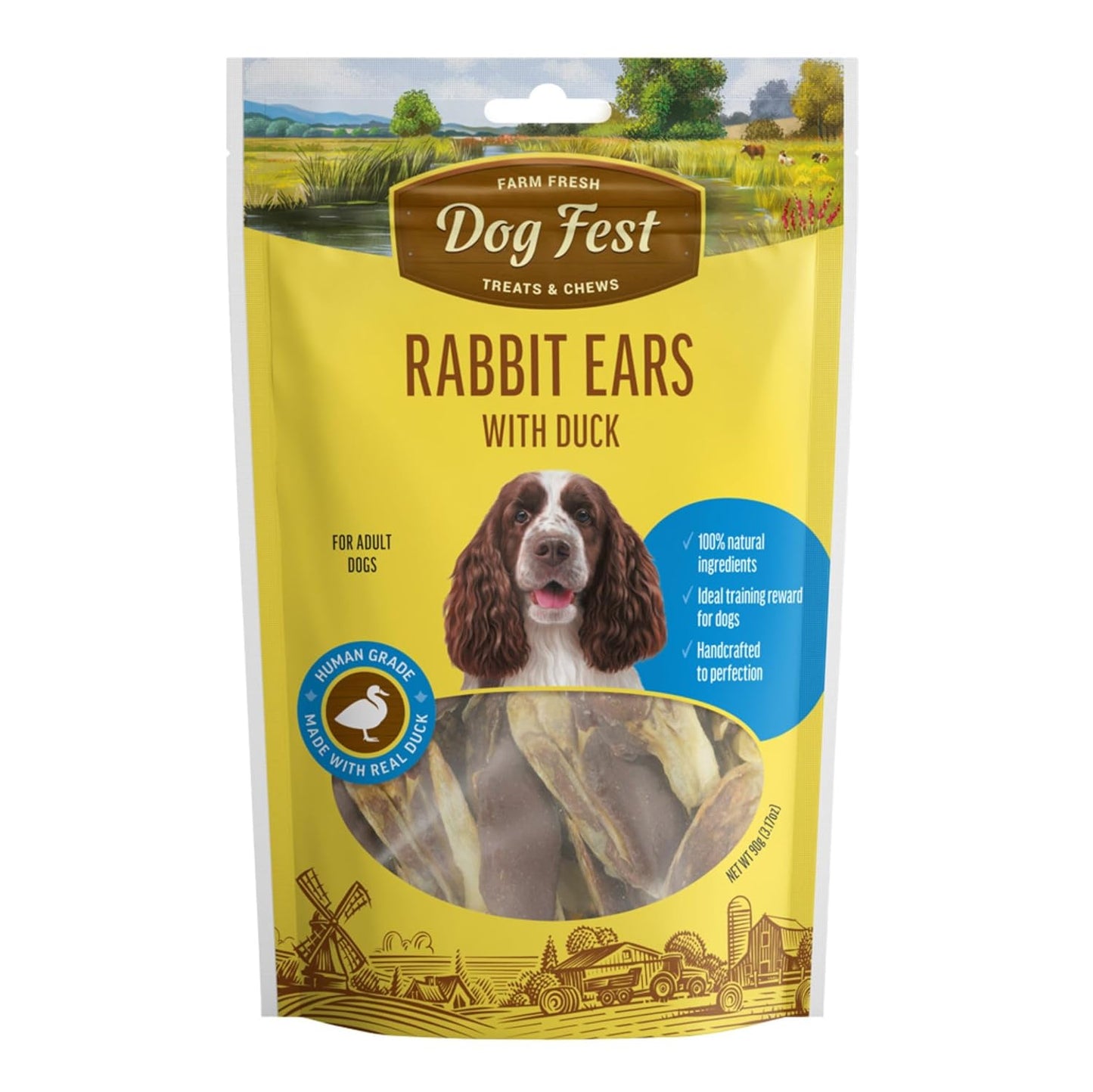 BarkButler x Dogfest Rabbit Ears & Duck Treats for Dogs | Meat-First | Human Grade | Natural Ingredients | 0% Artificial Colours & Preservatives | Dog Treats for Adult Dog | 90g