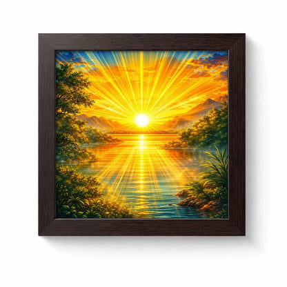 Rising Sun Vastu Golden Sunrise Radiance Nature Harmony Spiritual Scenic Framed Poster Artwork Decor Painting