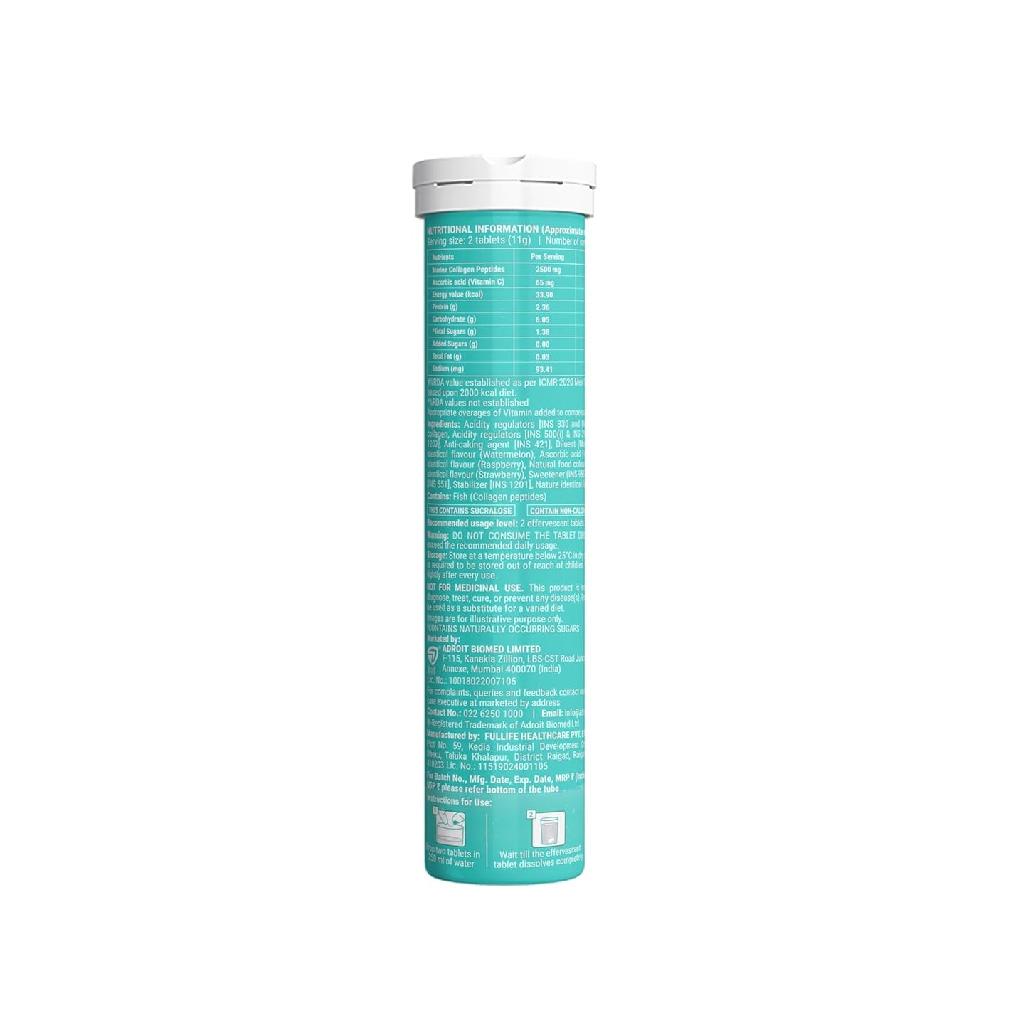 Turquoise tube with white cap on a white background