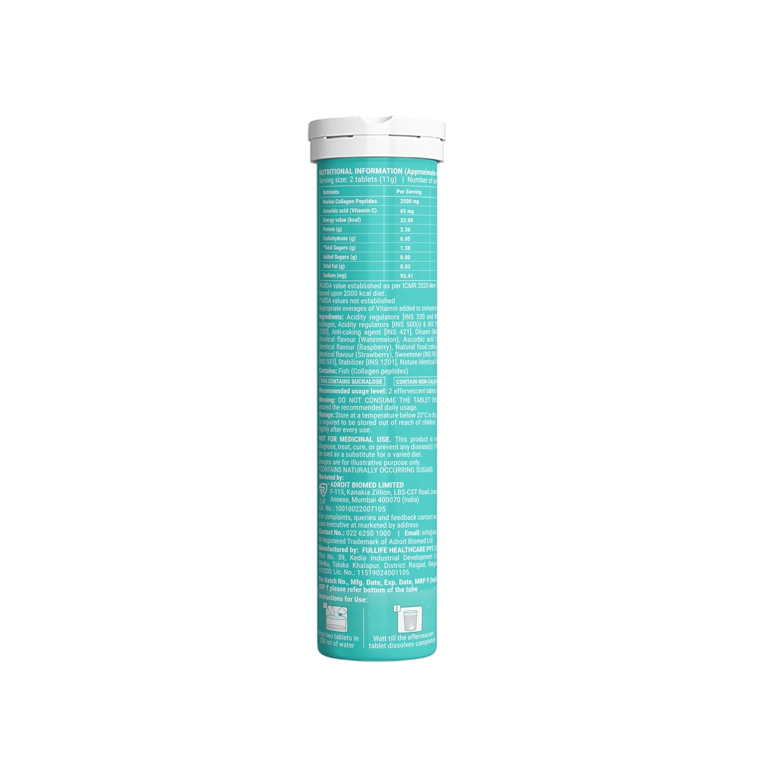 Turquoise tube with white cap on a white background