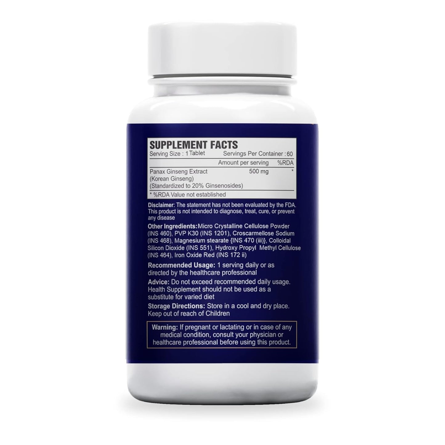 Sea Life Panax Ginseng | Korean Red Ginseng Supplement for Men & Women, Root Extract Powder for Energy and Stress Management (60 Tablets).