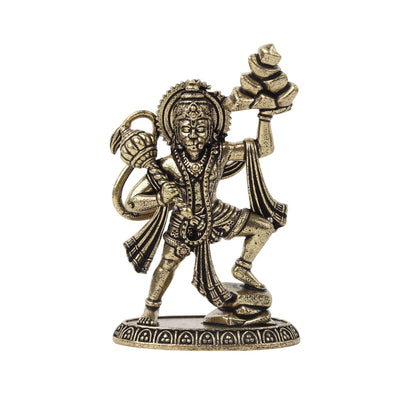 Brass Hanuman Ji Idol | Handcrafted Hanuman Murti for Pooja Room | Home Temple & Festival Gift (Design04: L5 x W3 x H7.5 cm)