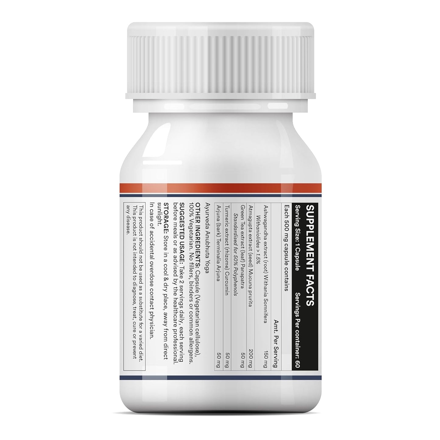 INLIFE Neuro Nerve Care Health Supplement - Ashwagandha, Green Tea, Turmeric (Curcumin), Arjuna, Atmagupta Extracts 500 mg - 60 Vegetarian Capsules (Pack of 1, 60)