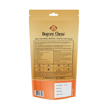 Dogsee Flavored Himalayan Yak Cheese Dental Chews for Dogs 140g (Medium - 2 Chews) | for Healthy Skin & Coat | No Grain, No Gluten | Odorless Dog Treats (Medium, Carrot)