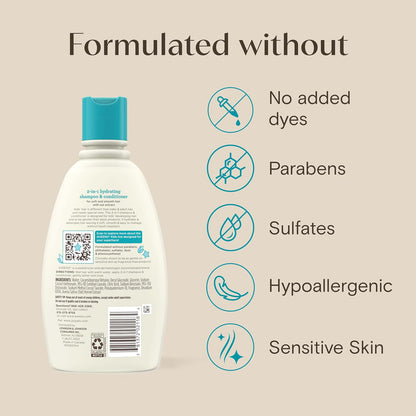 Aveeno Baby Kids 2-In-1 Hydrating Shampoo & Conditioner, Gently Cleanses, Conditions & Detangles Kids Hair, Formulated With Oat Extract, For Sensitive Skin & Scalp, Hypoallergenic, 12 Fl. Oz (354Ml)