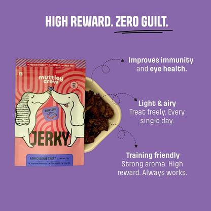 Muttley Crew Buff Lung Dog Jerky with Real Buff Lung | Healthy Adult Dog Treats for Easy Digestion | All Natural (50 Grams)