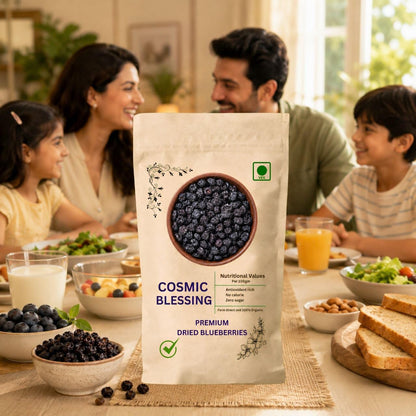Cosmic Blessing Natural Premium California Blueberries Without added Sugar | Dried Seedless Blueberries | Healthy & Tasty Whole & Dried Blueberry | Rich In Calcium And Vitamin K | Non-GMO