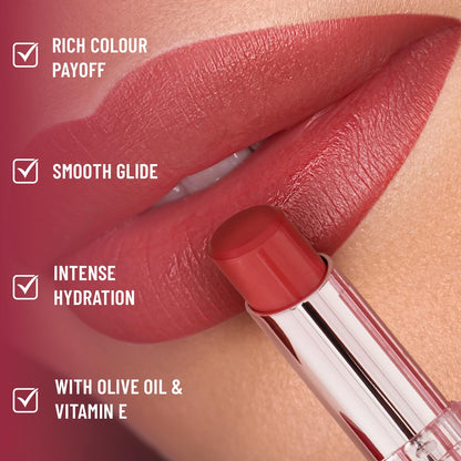 Swiss Beauty Pure Lustre Lipstick | High Shine Finish | Smooth Glide | With Olive Oil & Vitamin E | Hydrating | Shade- True Nude, 3.8gm