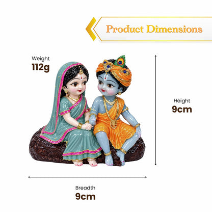 Bal Radha Krishna Idol Car Dashboard | Resin Figurine, 4cm Breadth, 96g Weight
