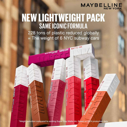 Maybelline New York Superstay Matte Ink Liquid Lipstick, Shot Caller | No budge bold color for 16H | Transferproof, Waterproof, Foodproof | Brown skin friendly
