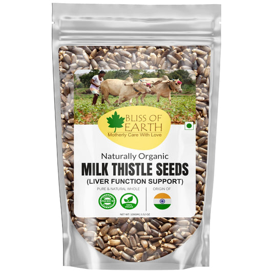 Bliss of Earth Milk Thistle Seeds Organic Super Food Great for Guts Health & Boost Immunity | Promotes Skin Health | High in Protein | 100GM