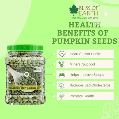Bliss of Earth Pumpkin Seeds 200gm - Dehulled Pumpkin Seeds for Eating & Weight Management - Natural and Organic Superfood for Immunity Support and a Healthy Diet