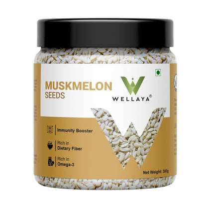WELLAYA Muskmelon Seeds | Kharbooj Magaz Beej For Weight Loss | Healthy Diet Kharbuja Seeds | Rich in Omega-3, Antioxidants & Nutrients | Boosts Immunity, Energy & Digestion