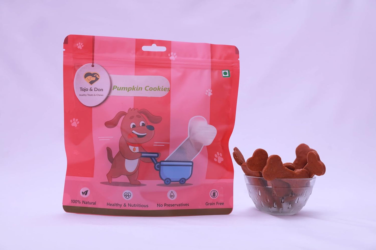 Tojo & Don Pumpkin Biscuits for Dogs, 200 g | 100% Veg, Grain-Free & Gluten-Free Pumpkin Cookies | Healthy Dog Treats with High Fibre | No Preservatives | Easy to Digest | for All Dog Sizes