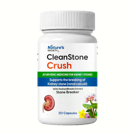 The Nature's Society ® CleanStone Crush Kidney Stone Removal Medicine | Ayurvedic Medicine | Patharchatta Juice Extract for Kidney Stone Dissolver/Break | Kidney Support Supplement - 20 Capsules