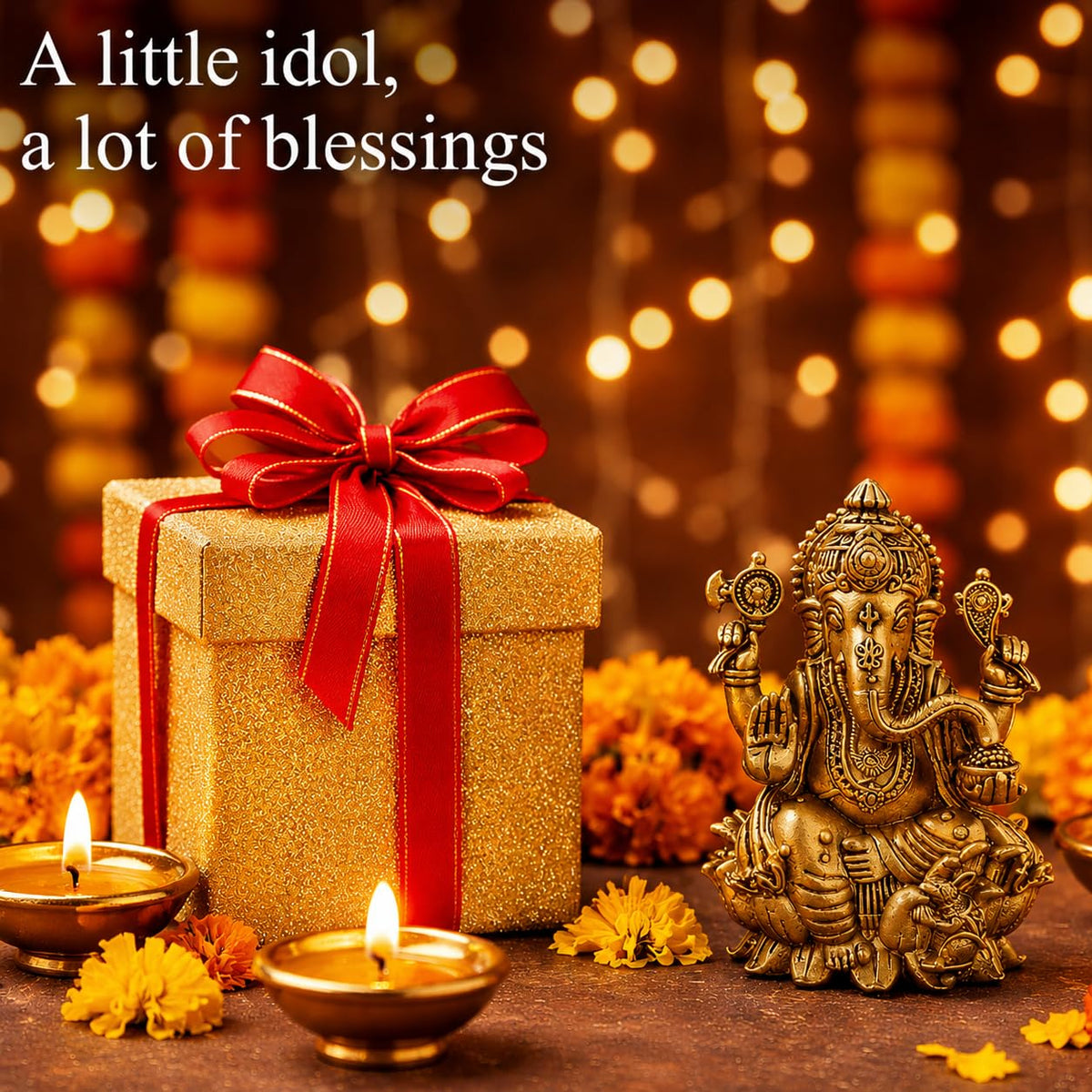 3.5 Inch Pure Brass Lord Ganesha Idol | Handcrafted Antique Finish Murti | Perfect for Pooja Room, Home Temple & Pooja | Ideal for Diwali, Housewarming & Festive Celebrations
