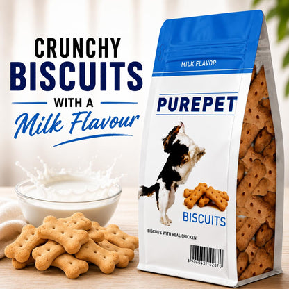Purepet All Life Stages Dog Treat 800g Pouch | Milk Flavour | Keep Your Pet Active and Healthy | Promotes Lustrous Skin and Coat | Vitamins and Minerals | Remove Plaque & Reduces Tartar Build Up