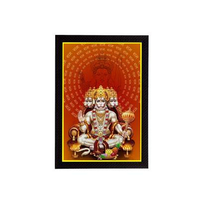 Lord Panchmukhi Hanuman Painting Digital Printed Religious Wall Art For Positive Energy, Prosperity, Success, Fame And Home, Office Decor - Gift For Hanuman Jayanti, Religious Occasions