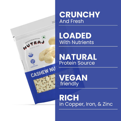 Nutraj Whole W320 Cashew Nuts 200g Pouch | Kaju | Dry Fruits and Nuts | Grocery Items