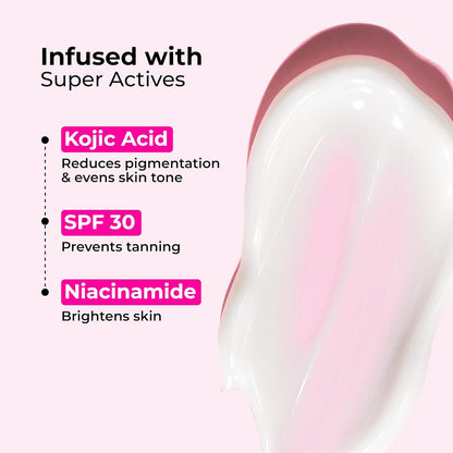 FoxTale Hula Hoop Brightening Body Lotion by Foxtale| Niacinamide + Kojic Acid + SPF30 | Moisturizes, Brightens, & Even Tones Skin | Prevents Tanning & Sun Damage | Light & Grease-Free | 200ml
