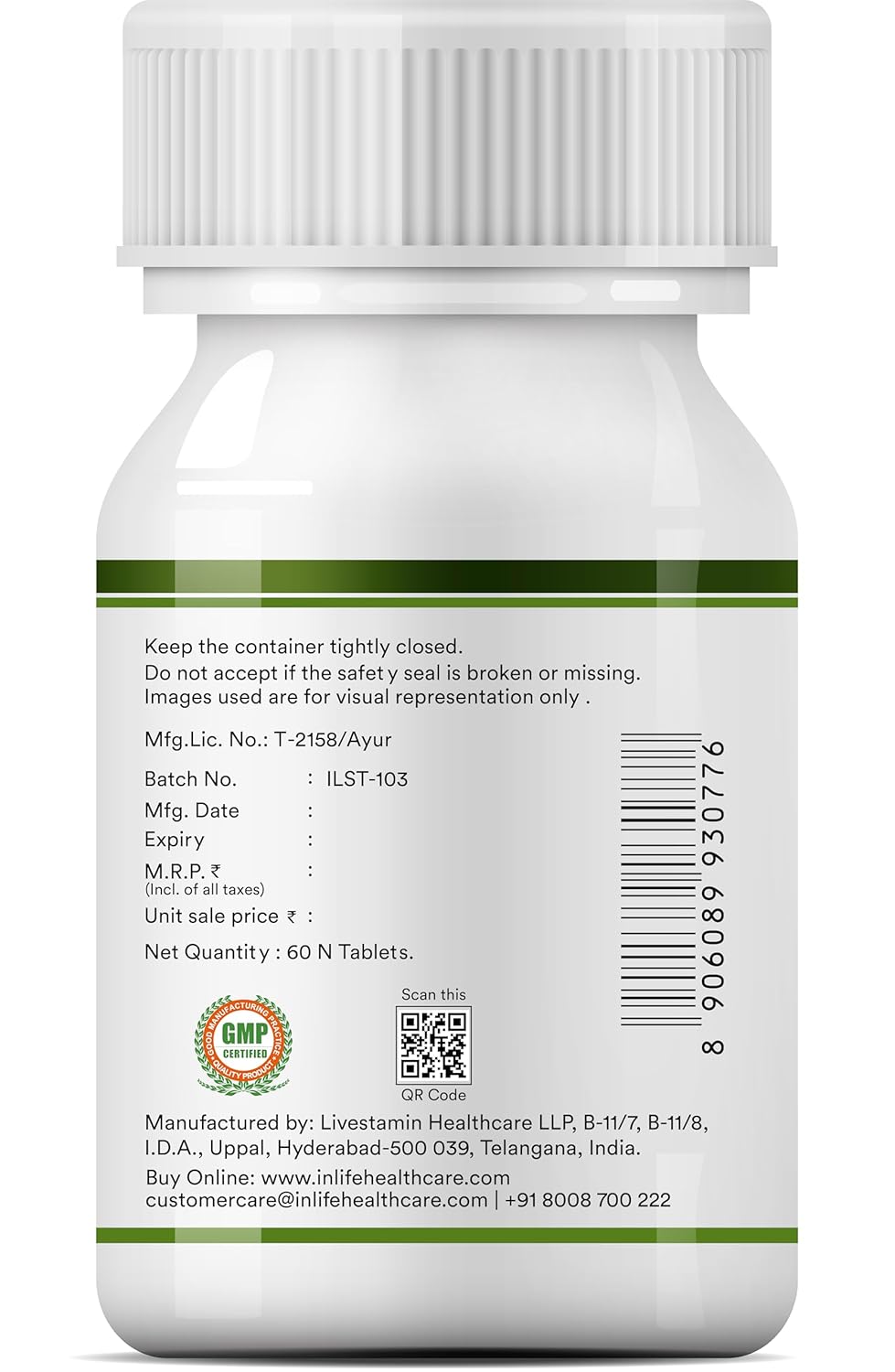 INLIFE Spirulina Tablets 2000 mg (per serving) | Green Superfood Supplement | Nutritional Supplement Protein Fiber Antioxidants - 120 Tablets (Pack of 1, 120, count)