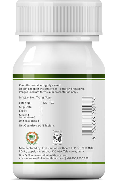 INLIFE Spirulina Tablets 2000 mg (per serving) | Green Superfood Supplement | Nutritional Supplement Protein Fiber Antioxidants - 120 Tablets (Pack of 1, 120, count)