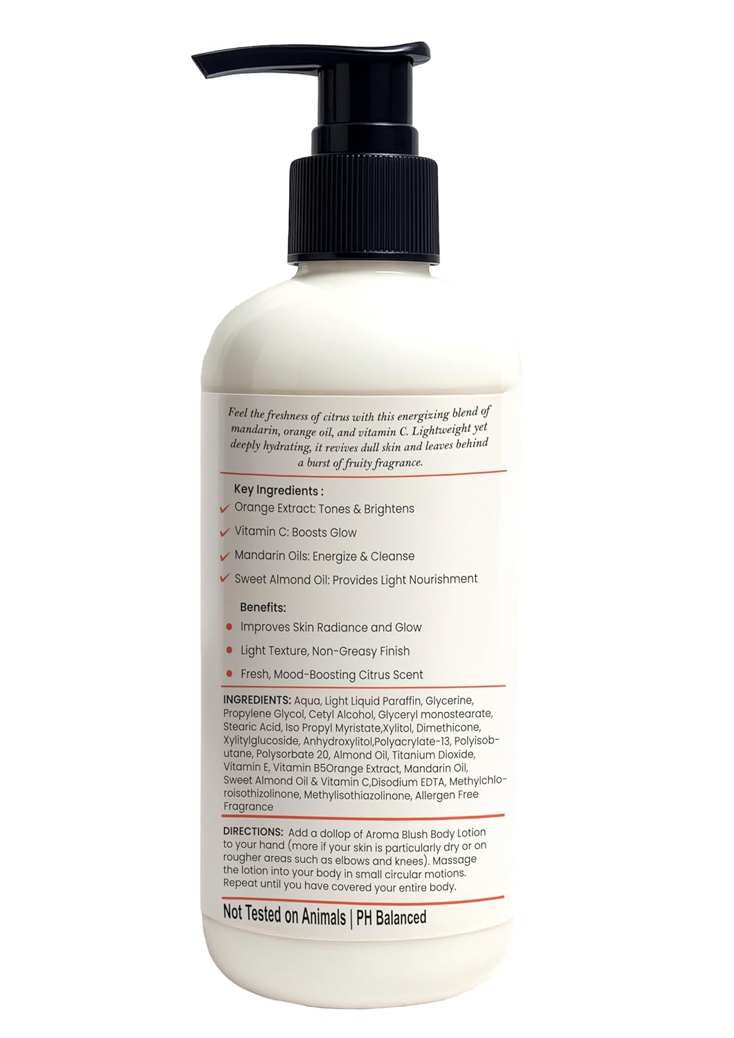 Bottle with pump and label on a white background