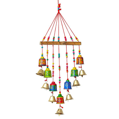 eCraftIndia Multicolour Handcrafted Decorative Window Door Wall Hanging Bells Wind Chimes Showpiece| Diwali Decoration Items for Home Decor| Gift for Diwali Navratri Housewarming