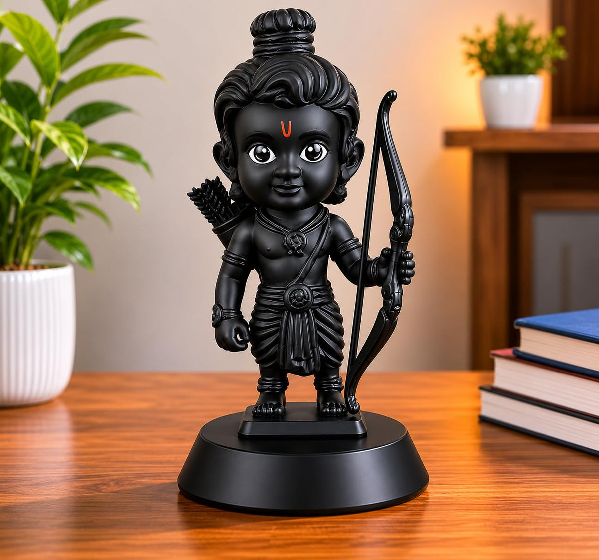 B.R STORE Ayodhya Lord Shree Ram Lalla Ji Idol | Dhanush Teer Kaman Figurine for Car Dashboard, Home & Office Decor | Divine God Statue for Puja & Gifting Family, Friends & Kids (Black)