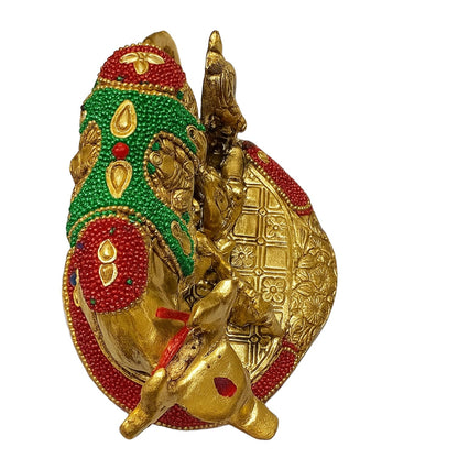 Kalakriti Kamdhenu Cow and Calf Idol with Laddu Gopal| Gold Plated Decorative Statue for Home Temple | Religious Showpiece for Pooja Room |Traditional Hindu Spiritual Decor Gift (15x13x13 cm)