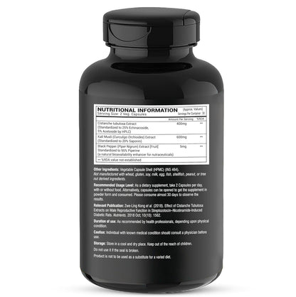 GREENDORSE Organic Cistanche Tubulosa standardised to 25% Echinacoside, 5% Acetoside with Kali Musli Extract 1000mg | 3rd Party Tested| For Strength, Performance, Vitality- 60 Veg Capsules
