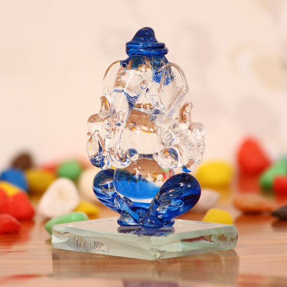 Blue and Transparent Double Sided Crystal Car Ganesha Showpiece