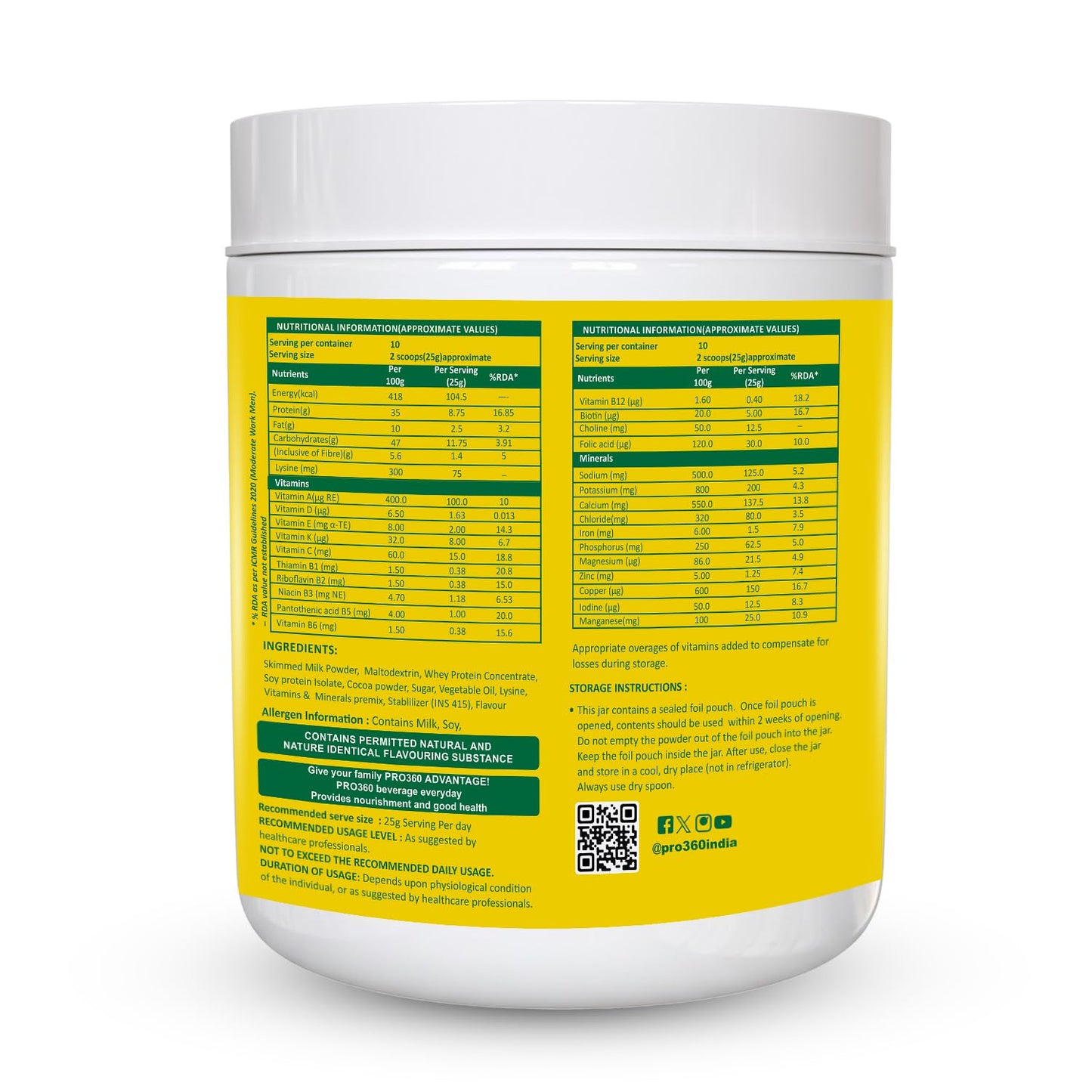 Pro360 WeightGainer Pro High Protein and Carbohydrates Powder – Calorie Rich Complete Nutritional Supplement – Triple Protein Formula with Vital Nutrients for Men, Women – Chocolate Flavour – 250g