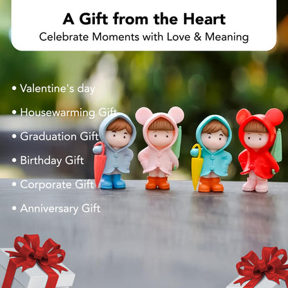 Nostrae Monsoon Miniature Toys & Cute Miniatures Decorative Items | Small Figurines for Home Decor | Desk Decoration Miniature Things, Gifts & Mini Showpieces Desk Decor (Set of 4)