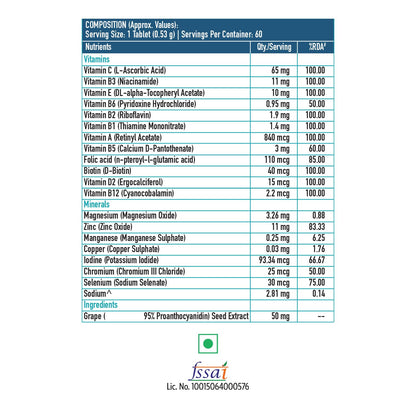 HealthKart HK Vitals Zinc Supplements (60 Tablets) | With Vitamin C, Vitamin D3, Multivitamin and Multimineral | Immunity Boosters For Adults