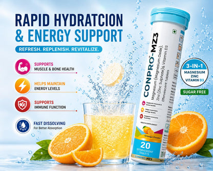 CONPRO MZ3 Magnesium, Zinc & Vitamin D3 Effervescent Tablets Orange