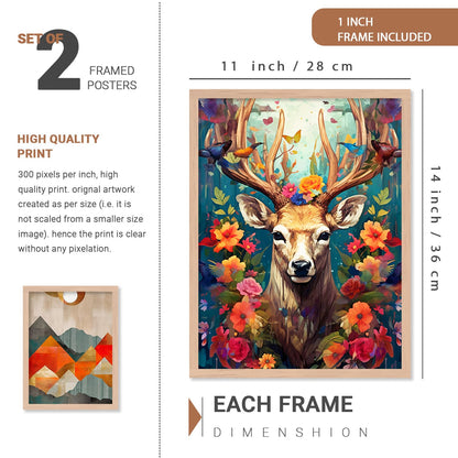 Premium Digital Paintings with Frame for Home Decoration - Painting for Living Room Bedroom Office - Painting for Wall Decoration - Pack of 4 (F)