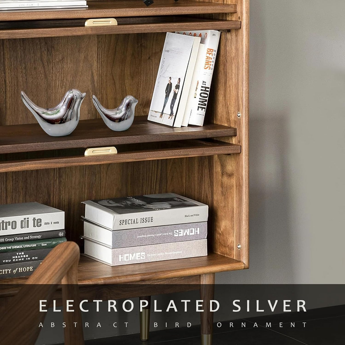 Silver Birds Showpiece for Home Decor | Set of 2 Decorative Bird Figurines | Silver Bird Statue for Living Room, Bedroom, Office, Table, Shelf & Cabinet Decoration | Elegant Home Decorative Showpiece