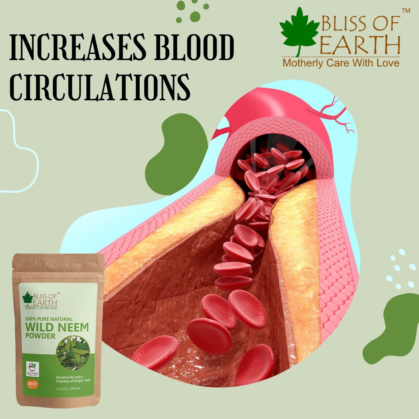 Bliss of Earth™ 100% Pure Wild Neem Leaves Powder | 100GM | Great For Face, Hair, Skin & Body