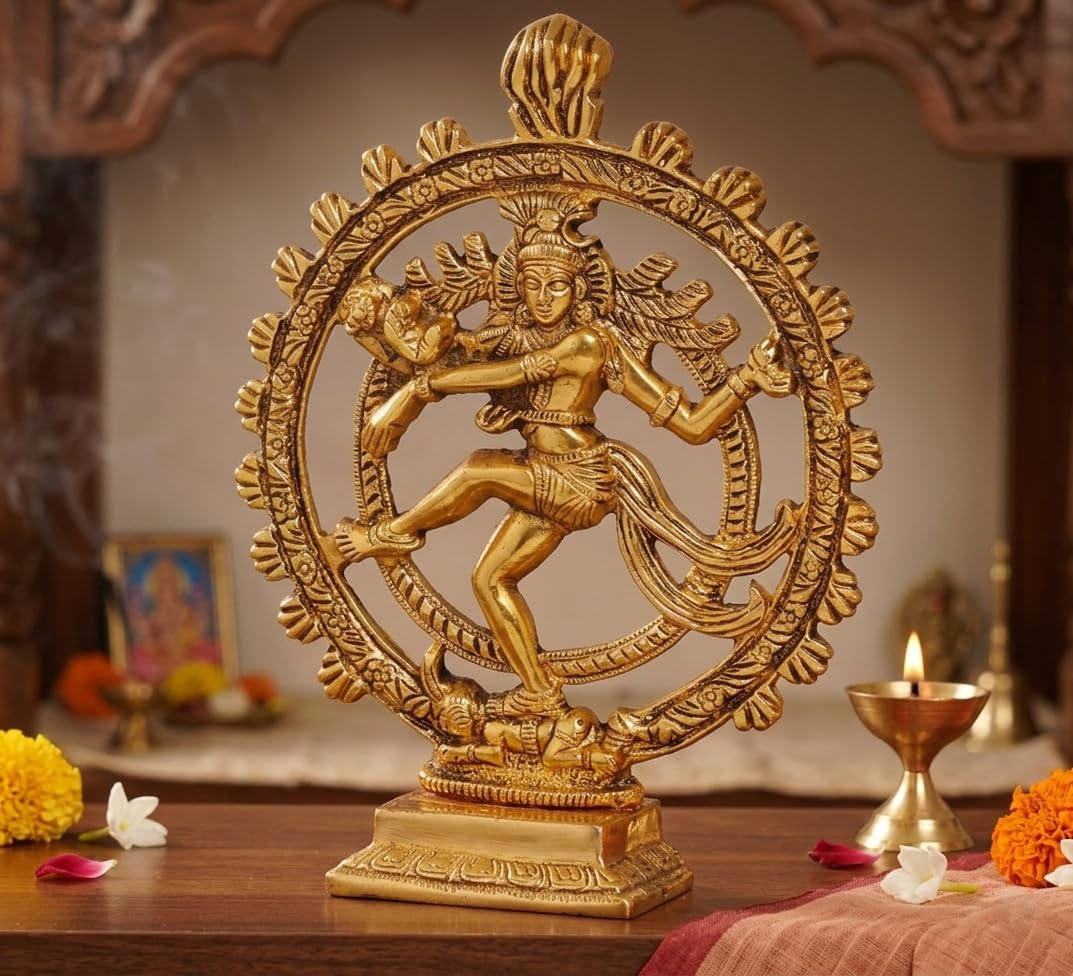 Metal Shiva Idol Natraj Statue for Home Decor,Gold Plated Dancing Shiva Natraja/Natrajan (Mahakal Murti) Showpiece Figurine Murti Deccoration & Gifts Article...