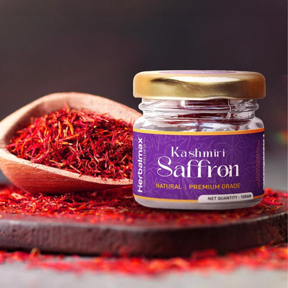 Herbal Max Original Kashmiri Kesar Saffron – 1gm | A+++ Grade Mongra Kesar | Pure & Natural Zafran Leaves | Ideal for Cooking, Sweets, Beverages & Personal Use